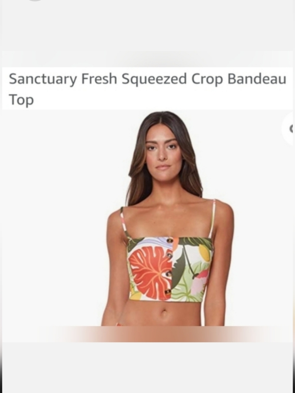 Sanctuary Swim Fresh Squeezed Crop Bandeau Top Sz XS-M NWT